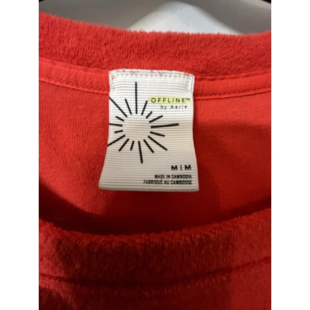 Offline by Aerie T-Shirt Size M Red Summer Lights Cropped Terry ‎ J91